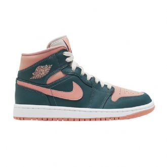 Air Jordan 1 Mid Grøn Lyserød Sko Dame