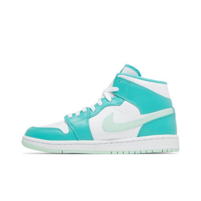 Air Jordan 1 Mid Hvid Blå Grøn Sko Dame