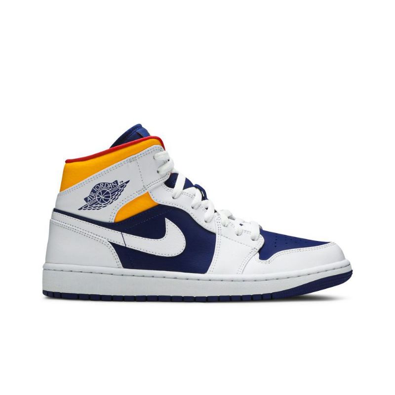 Air Jordan 1 Mid Hvid Blå Orange Sko Herre