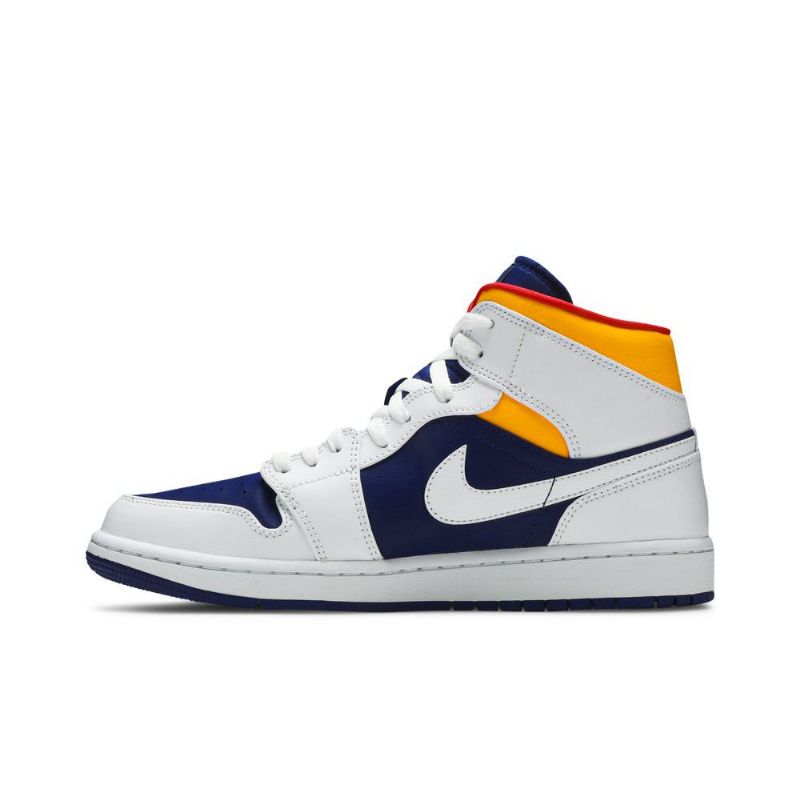 Air Jordan 1 Mid Hvid Blå Orange Sko Herre
