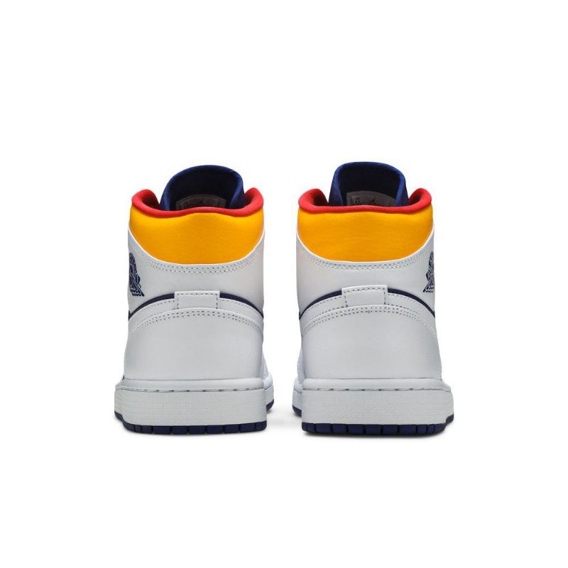 Air Jordan 1 Mid Hvid Blå Orange Sko Herre