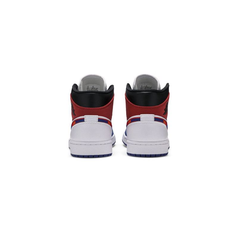 Air Jordan 1 Mid Hvid Blå Rød Sort Sko Herre