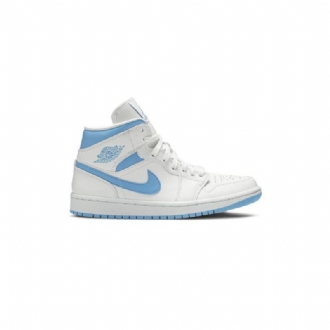 Air Jordan 1 Mid Hvid Blå Sko Dame