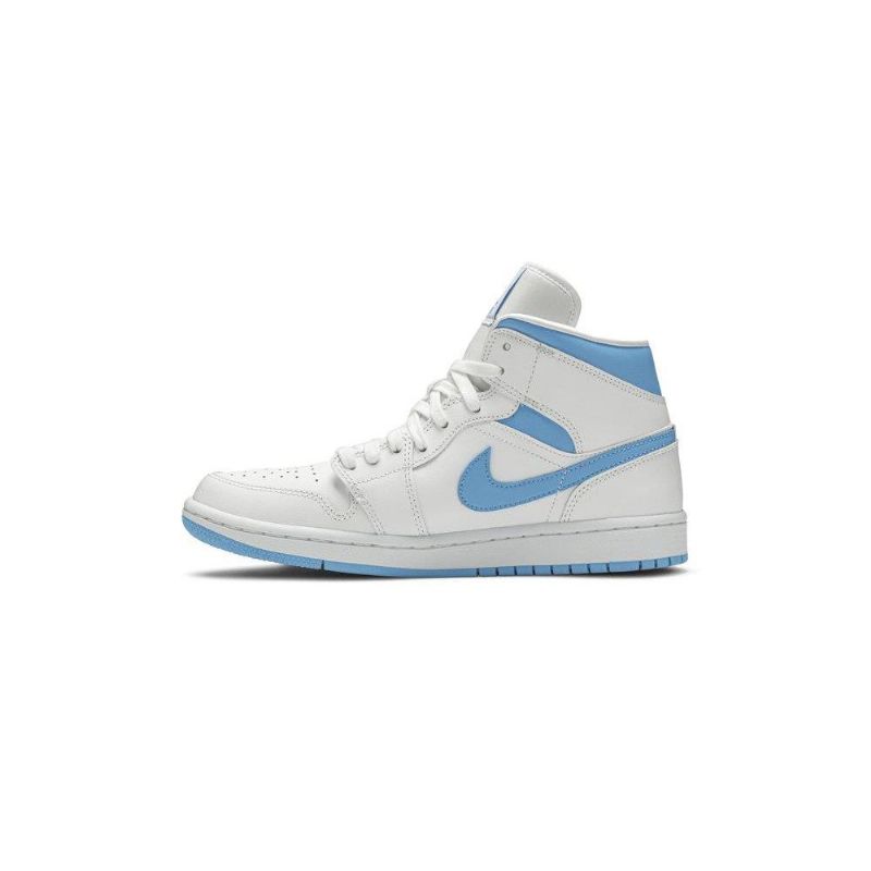 Air Jordan 1 Mid Hvid Blå Sko Dame