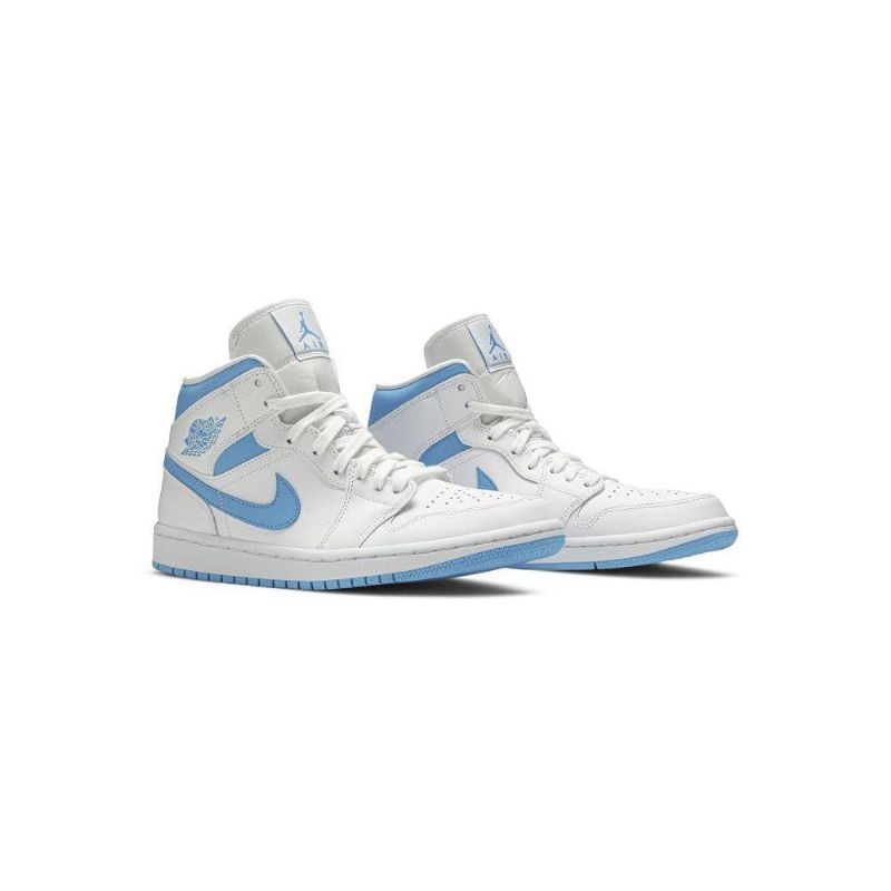 Air Jordan 1 Mid Hvid Blå Sko Dame