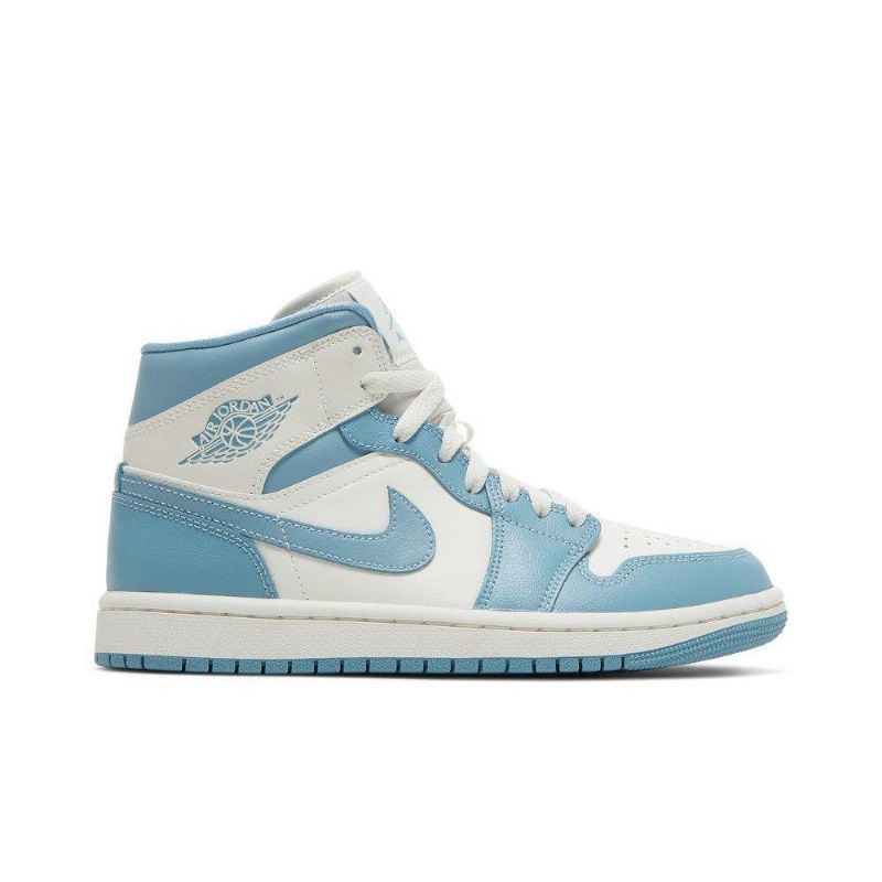 Air Jordan 1 Mid Hvid Blå Sko Dame