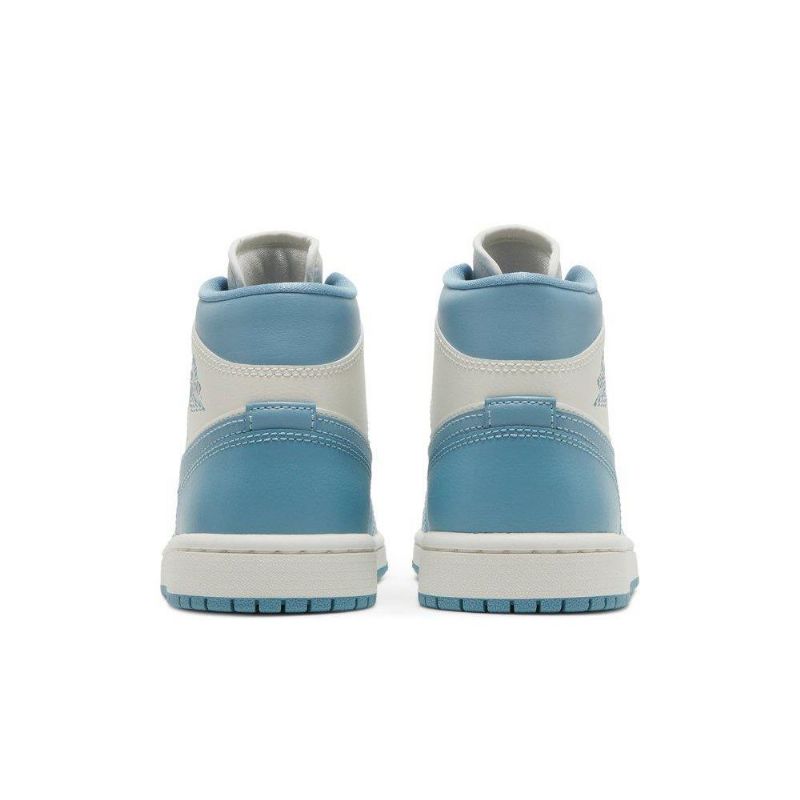 Air Jordan 1 Mid Hvid Blå Sko Dame