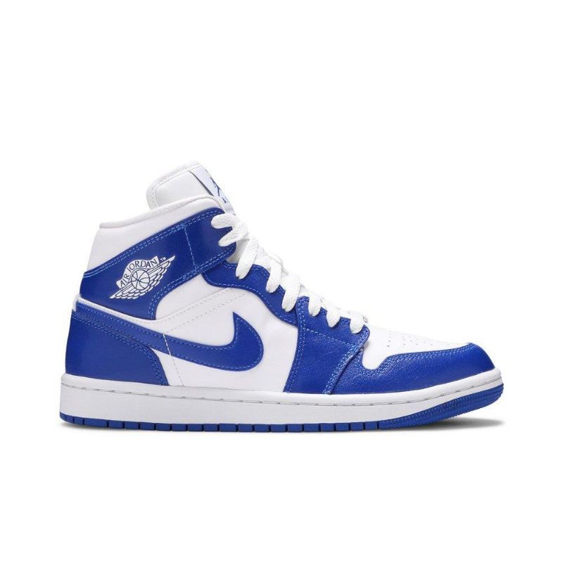 Air Jordan 1 Mid Hvid Blå Sko Dame