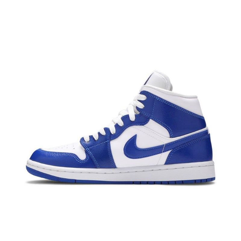 Air Jordan 1 Mid Hvid Blå Sko Dame