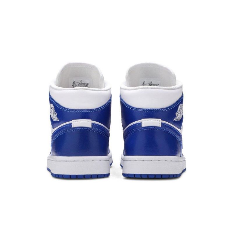 Air Jordan 1 Mid Hvid Blå Sko Dame