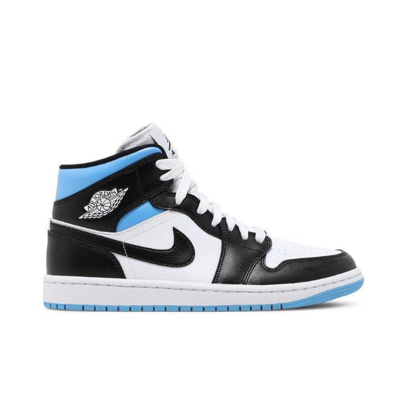 Air Jordan 1 Mid Hvid Blå Sort Sko Dame