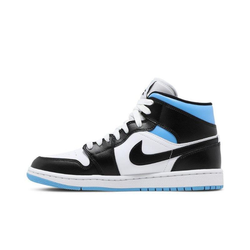 Air Jordan 1 Mid Hvid Blå Sort Sko Dame