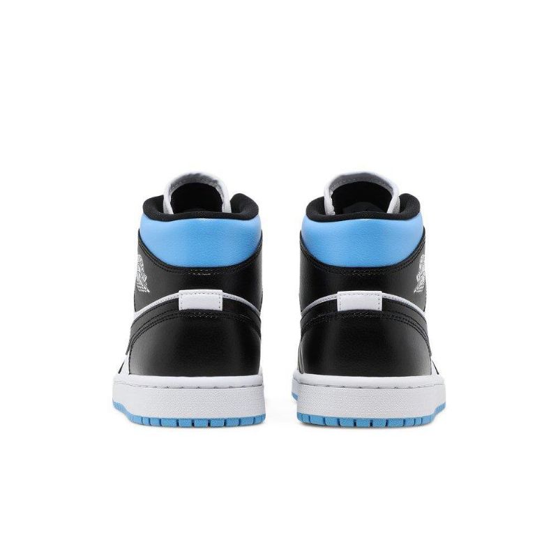 Air Jordan 1 Mid Hvid Blå Sort Sko Dame