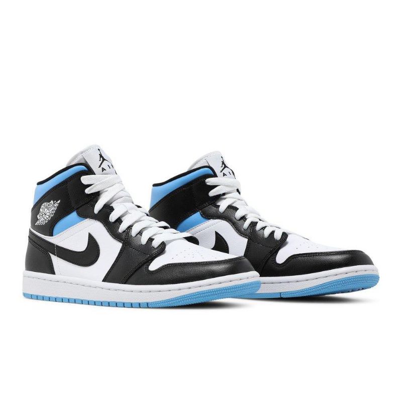 Air Jordan 1 Mid Hvid Blå Sort Sko Dame