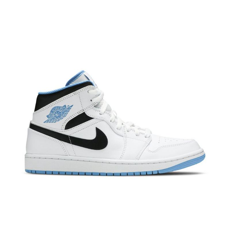 Air Jordan 1 Mid Hvid Blå Sort Sko Herre