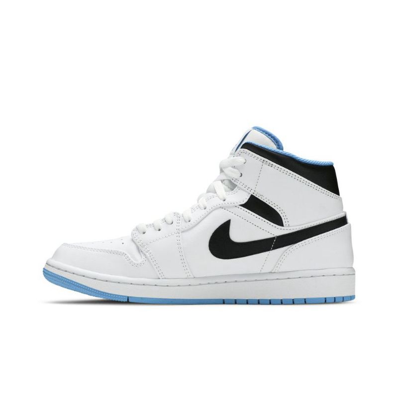 Air Jordan 1 Mid Hvid Blå Sort Sko Herre