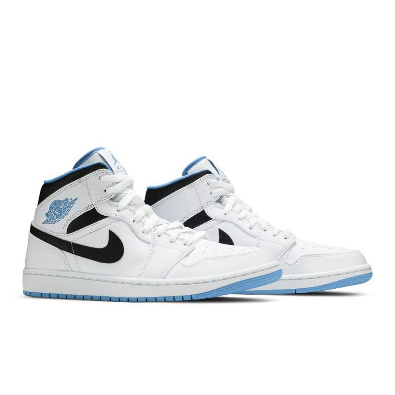 Air Jordan 1 Mid Hvid Blå Sort Sko Herre