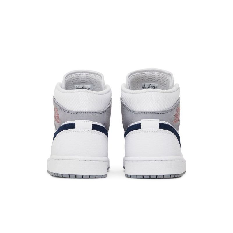 Air Jordan 1 Mid Hvid Grå Blå Sko Herre