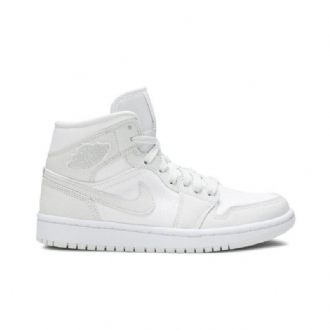 Air Jordan 1 Mid Hvid Grå Sko Dame