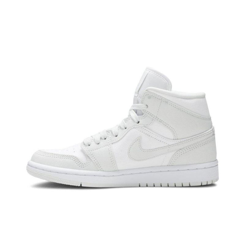 Air Jordan 1 Mid Hvid Grå Sko Dame