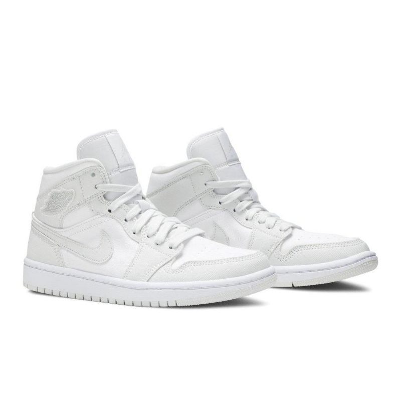 Air Jordan 1 Mid Hvid Grå Sko Dame