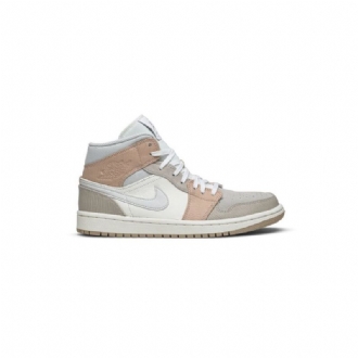 Air Jordan 1 Mid Hvid Grå Sko Herre