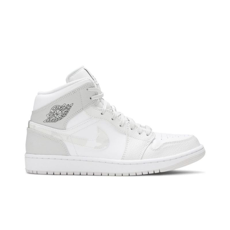 Air Jordan 1 Mid Hvid Grå Sko Herre