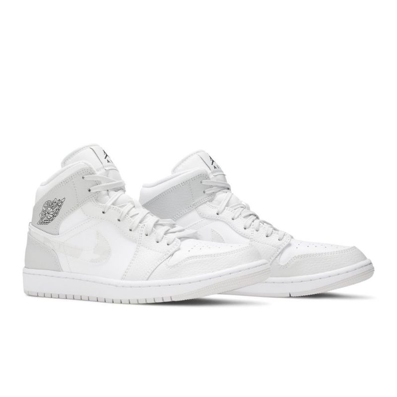 Air Jordan 1 Mid Hvid Grå Sko Herre