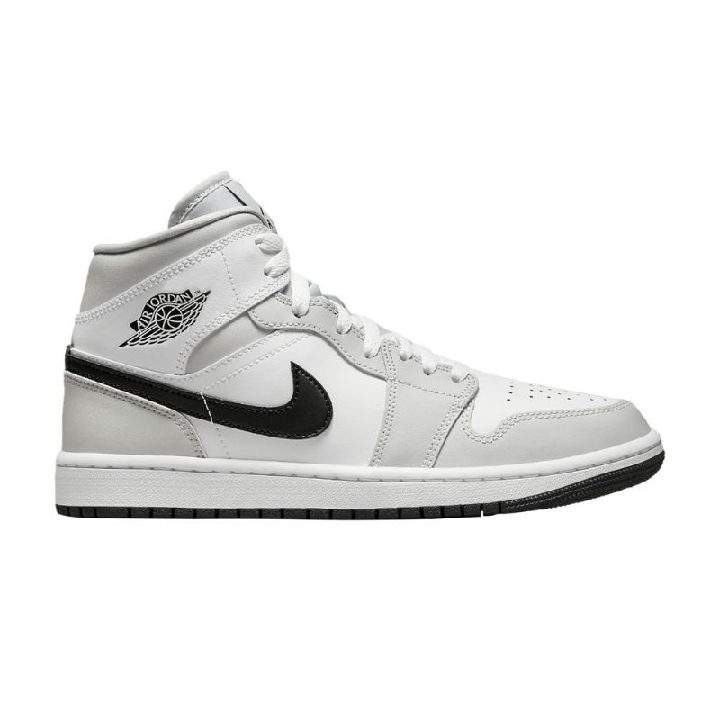 Air Jordan 1 Mid Hvid Grå Sort Sko Dame