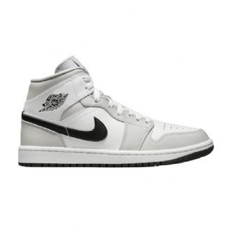 Air Jordan 1 Mid Hvid Grå Sort Sko Dame