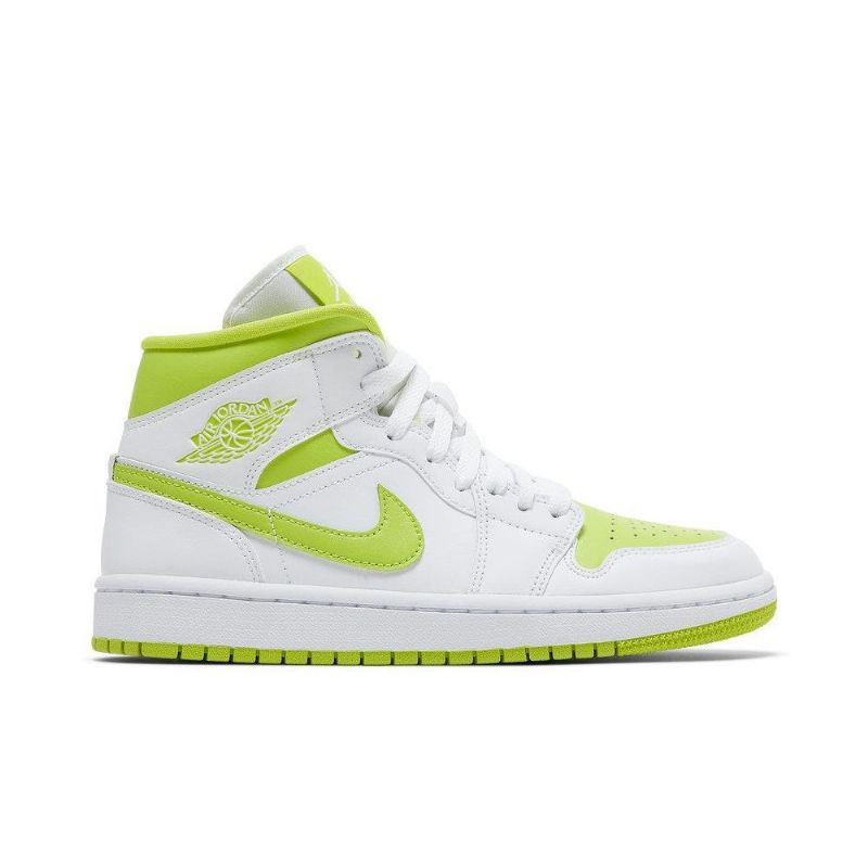 Air Jordan 1 Mid Hvid Grøn Sko Dame
