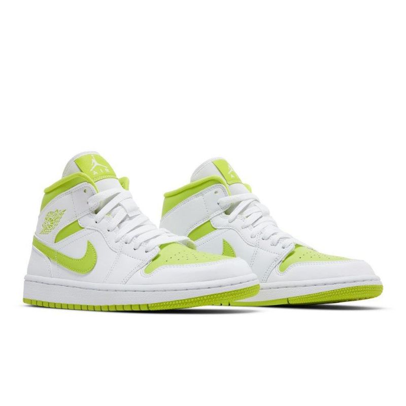 Air Jordan 1 Mid Hvid Grøn Sko Dame