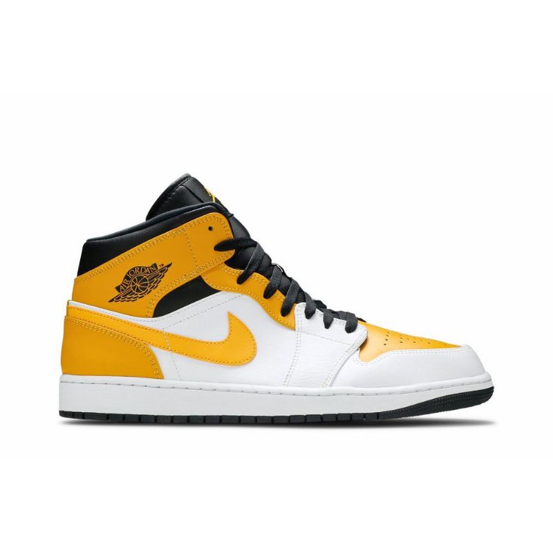 Air Jordan 1 Mid Hvid Guld Sort Sko Herre
