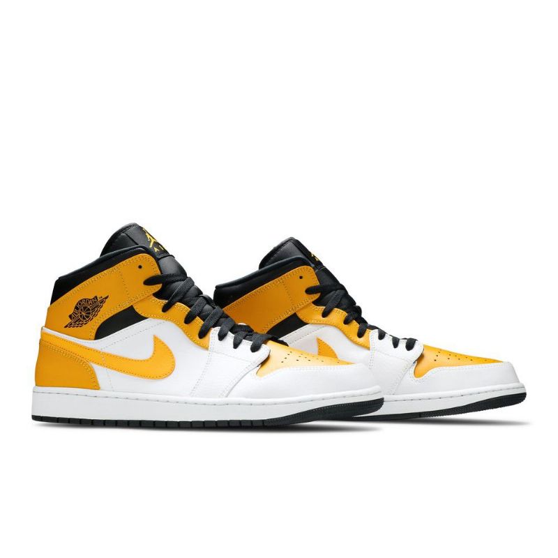 Air Jordan 1 Mid Hvid Guld Sort Sko Herre