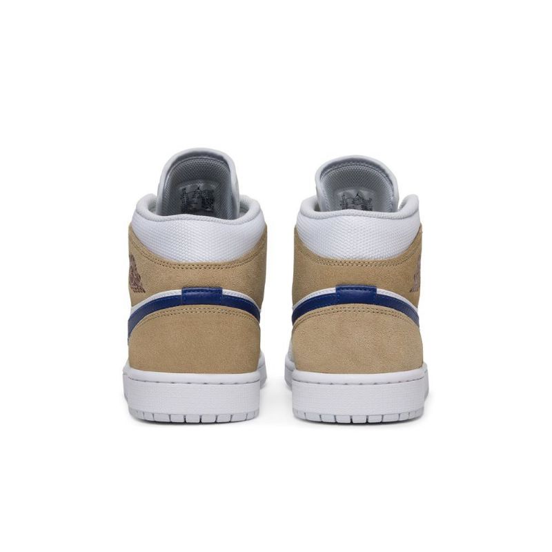 Air Jordan 1 Mid Hvid Khaki Blå Sko Herre