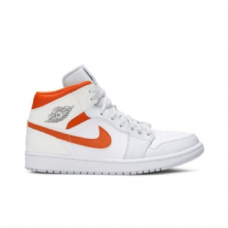 Air Jordan 1 Mid Hvid Orange Sko Herre