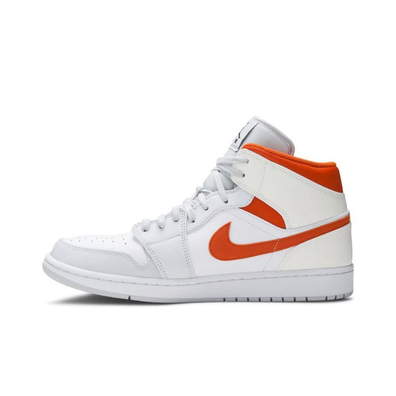 Air Jordan 1 Mid Hvid Orange Sko Herre