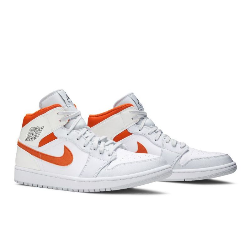 Air Jordan 1 Mid Hvid Orange Sko Herre
