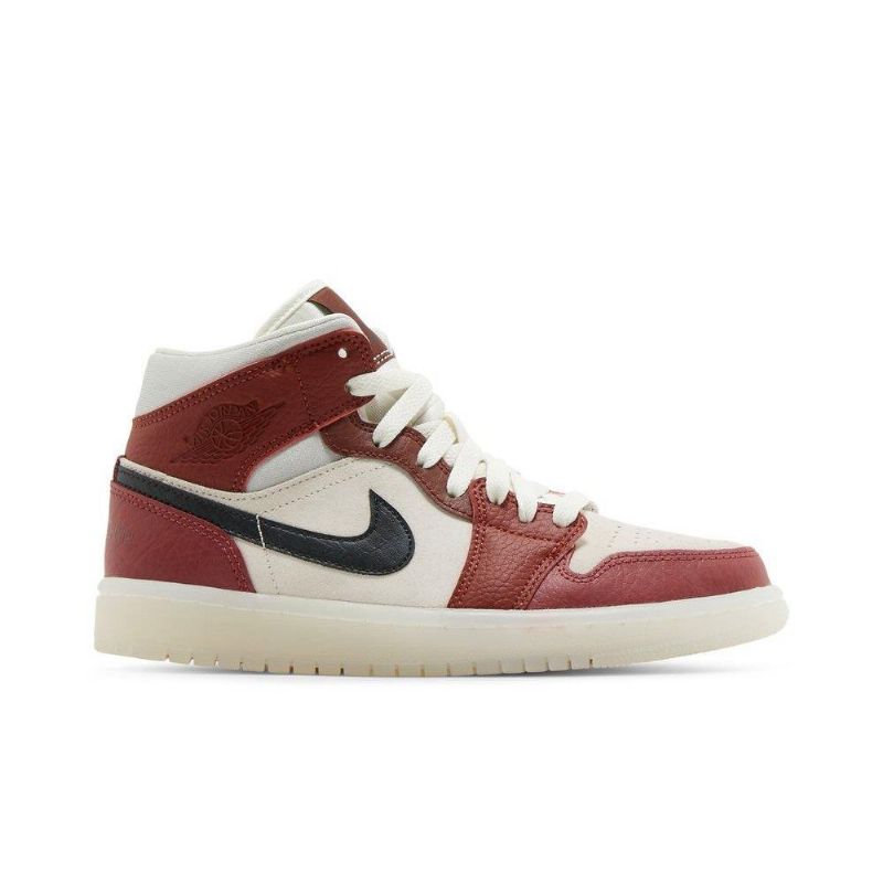 Air Jordan 1 Mid Hvid Rød Grøn Sko Dame