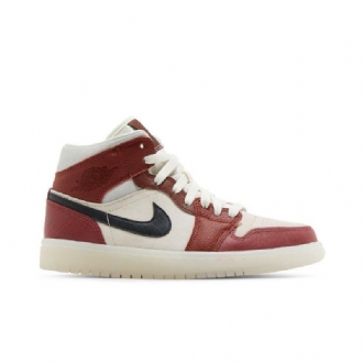 Air Jordan 1 Mid Hvid Rød Grøn Sko Dame