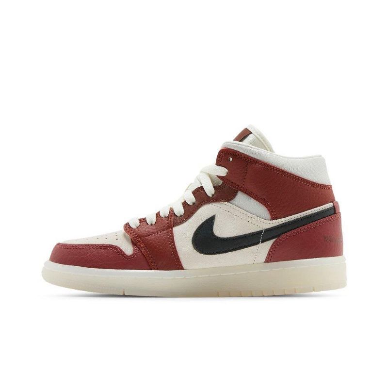 Air Jordan 1 Mid Hvid Rød Grøn Sko Dame