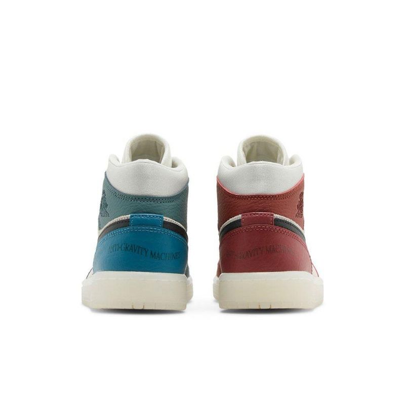 Air Jordan 1 Mid Hvid Rød Grøn Sko Dame