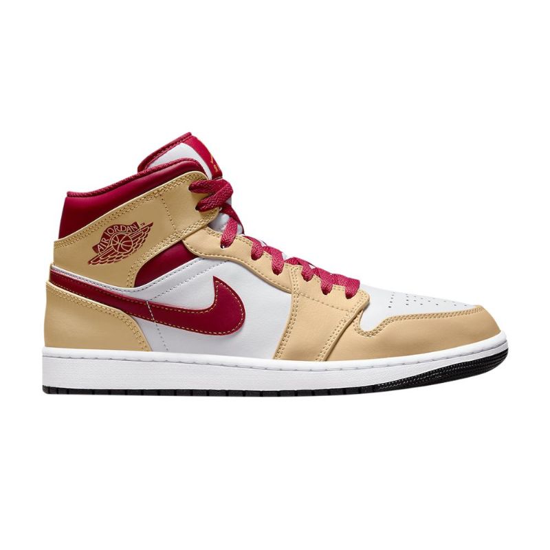 Air Jordan 1 Mid Hvid Rød Khaki Sko Herre