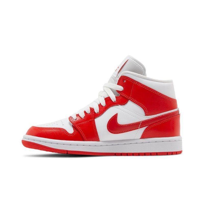 Air Jordan 1 Mid Hvid Rød Sko Dame