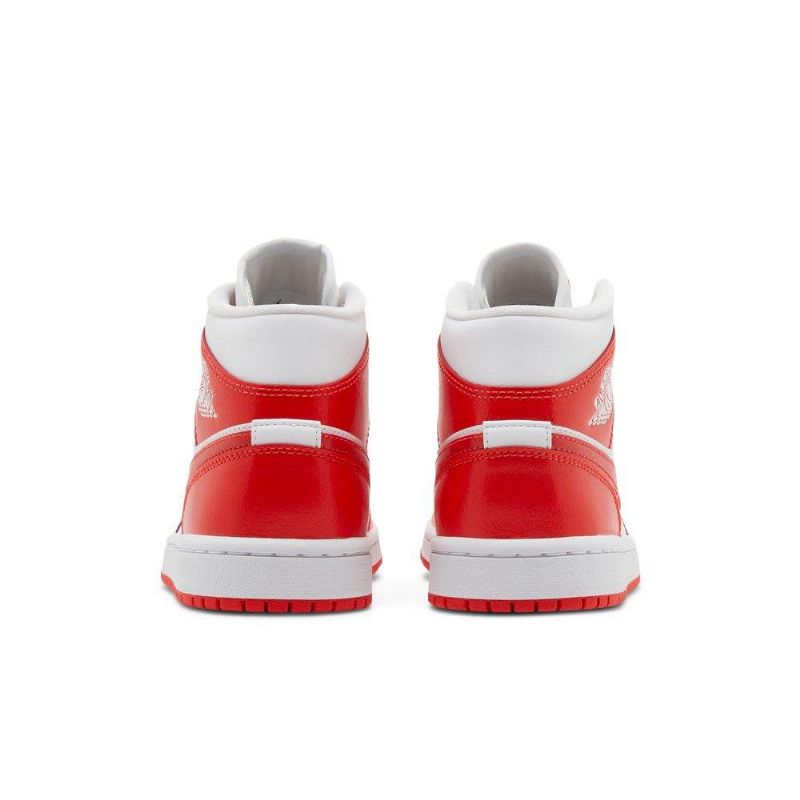 Air Jordan 1 Mid Hvid Rød Sko Dame