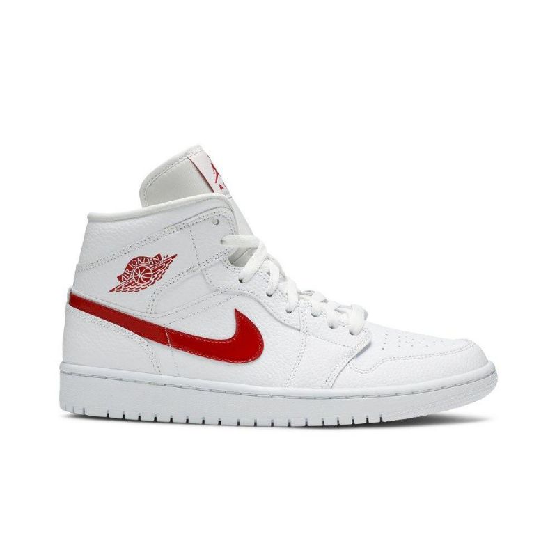 Air Jordan 1 Mid Hvid Rød Sko Dame