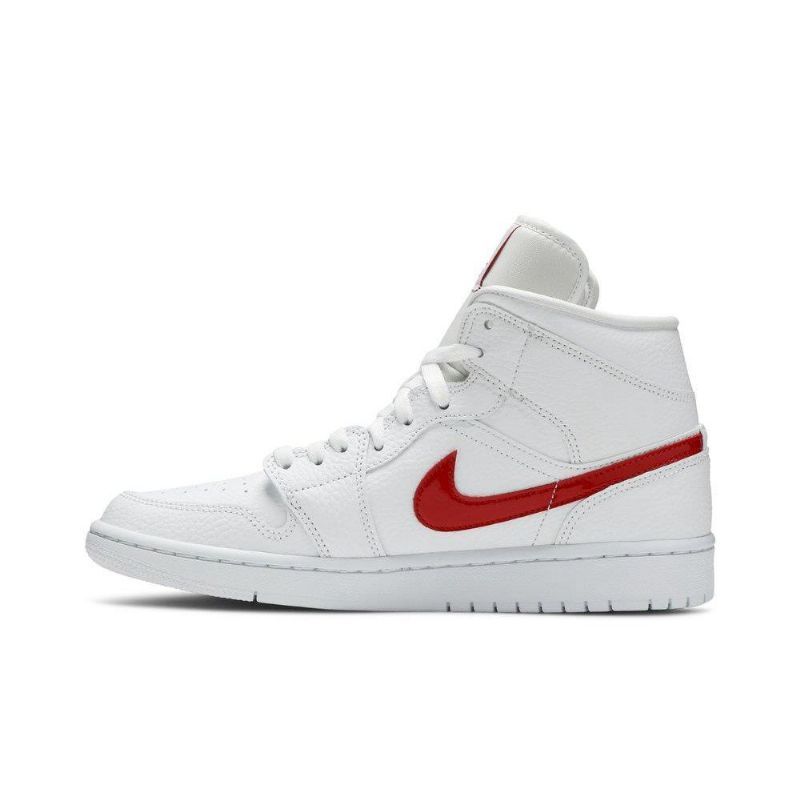 Air Jordan 1 Mid Hvid Rød Sko Dame