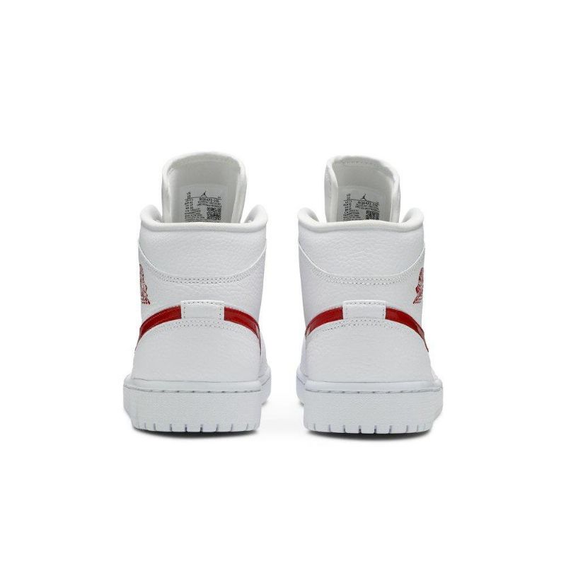 Air Jordan 1 Mid Hvid Rød Sko Dame
