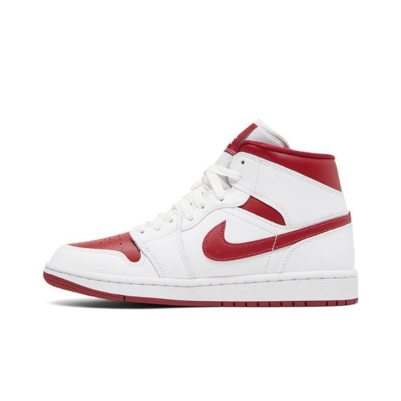 Air Jordan 1 Mid Hvid Rød Sko Dame