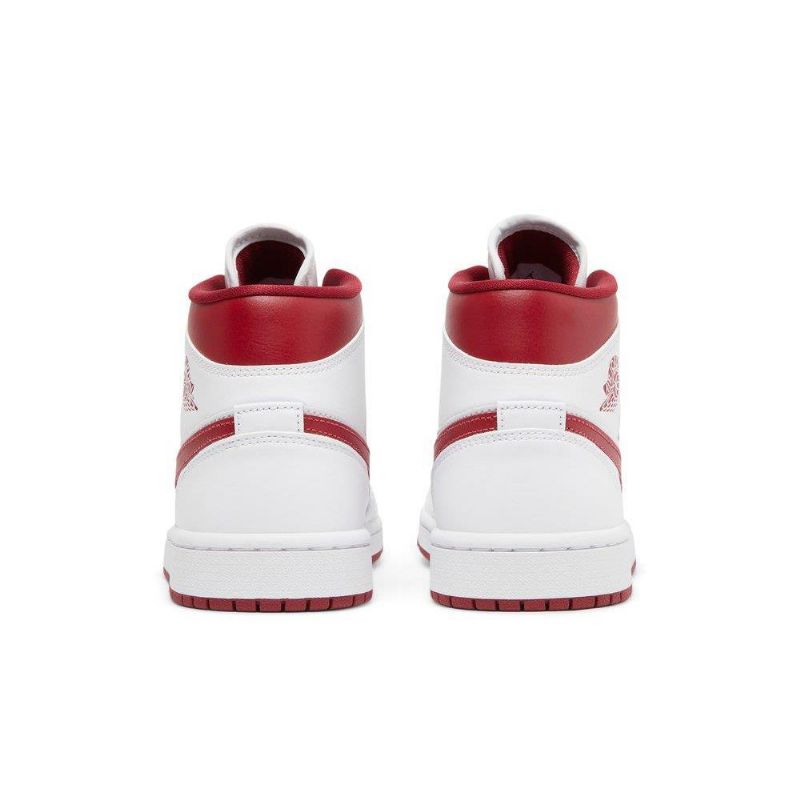 Air Jordan 1 Mid Hvid Rød Sko Dame